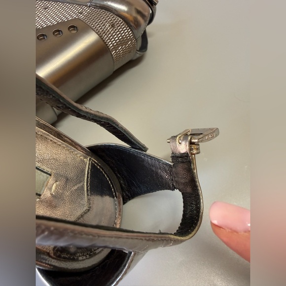 Prada Capretto Lamina Sandals Sz 6.5 37 - Picture 14 of 15